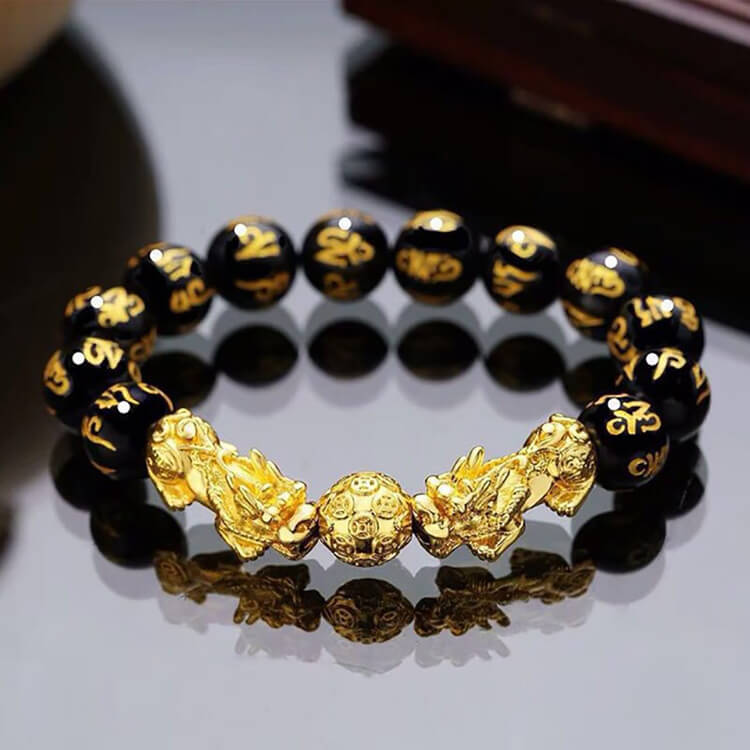 Feng-shuiarmband met zwarte obsidiaan