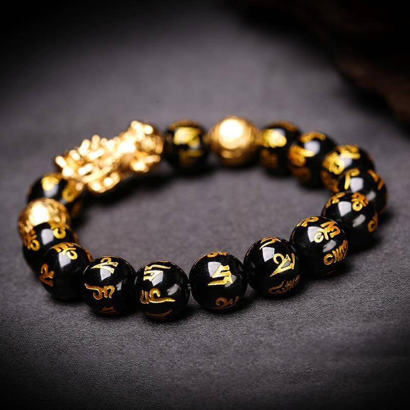 Feng-shuiarmband met zwarte obsidiaan