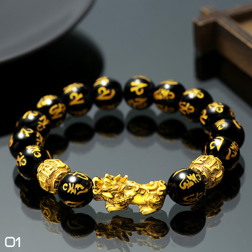 Feng-shuiarmband met zwarte obsidiaan