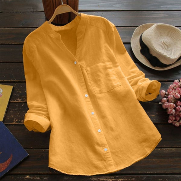 Dames linnen shirt met lange mouwen