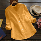 Dames linnen shirt met lange mouwen