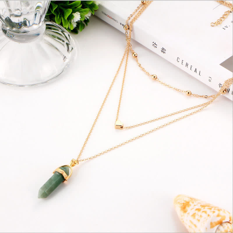Natuurlijke kristallen hexagon edelsteen ketting