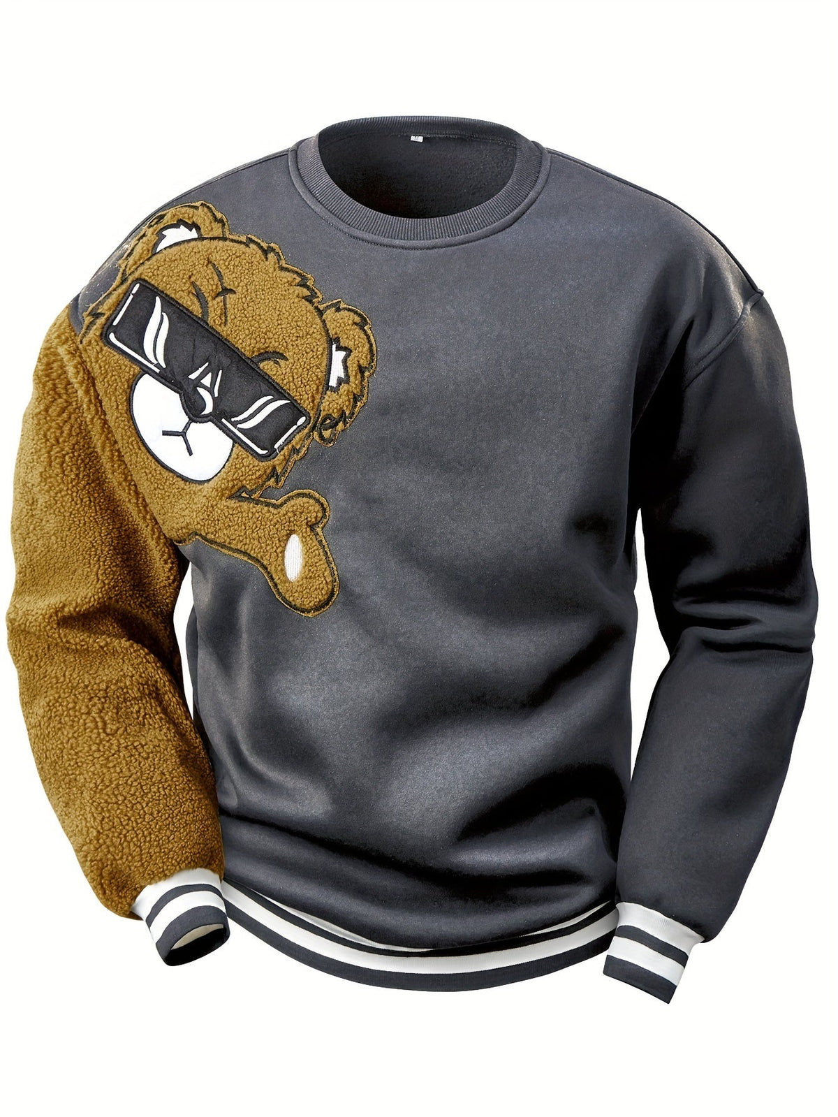 Heren sweatshirt met geborduurde cartoonbeer