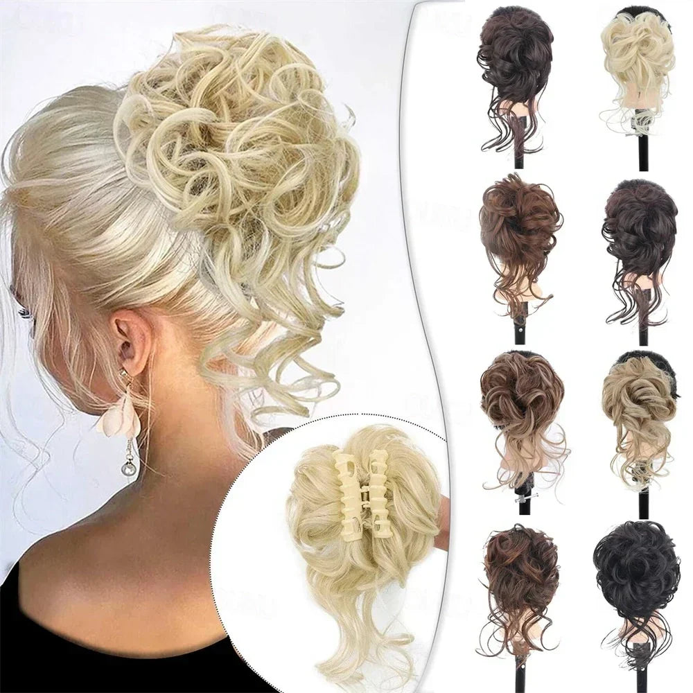 Klem met hairextension voor golvende knot