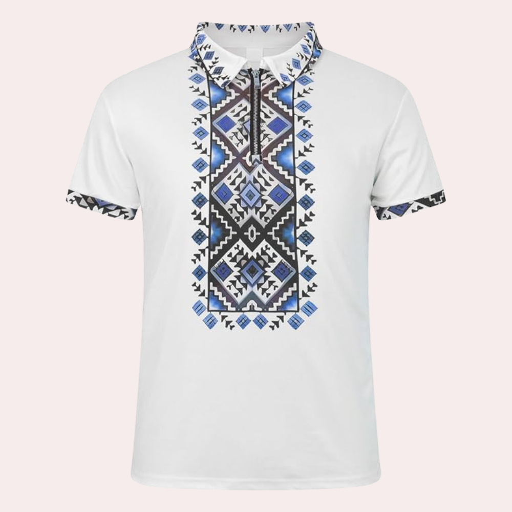 Bedrukte witte polo voor heren