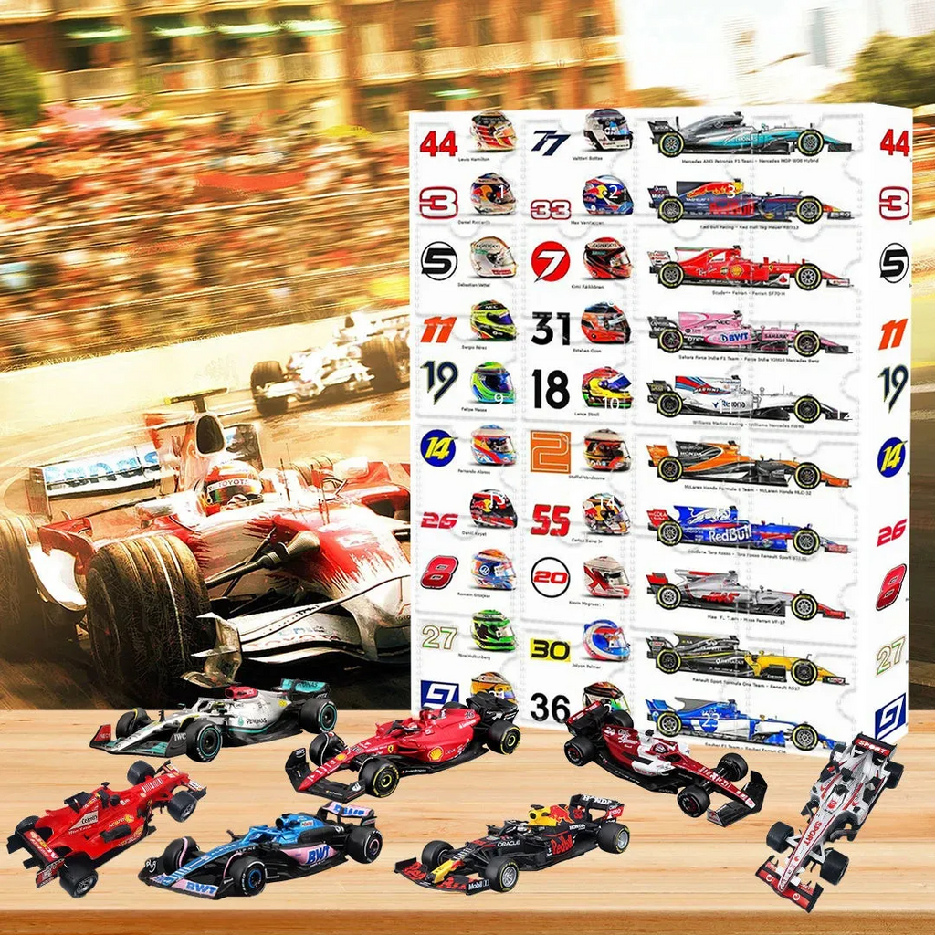Formule 1-adventskalender met verzamelobjecten