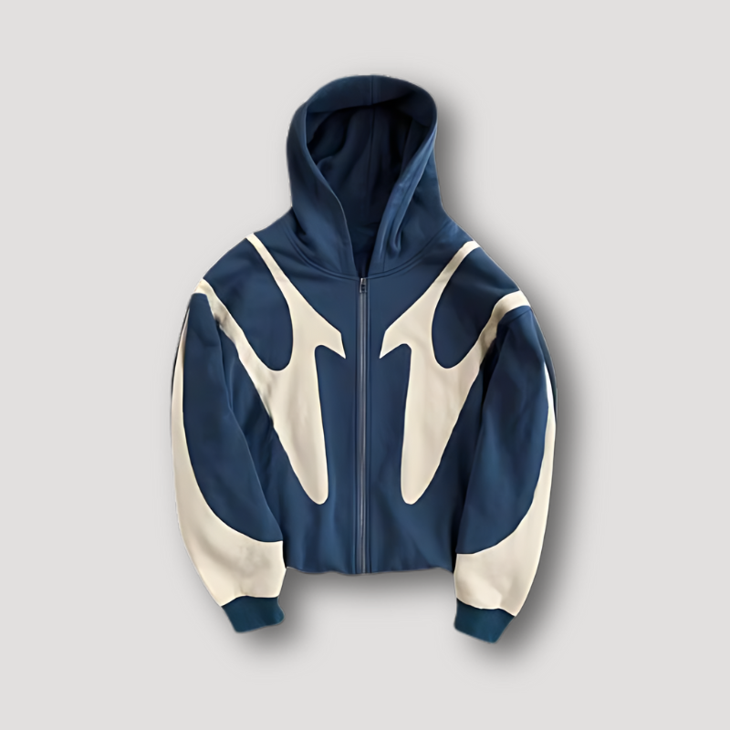 Bosco | Herenhoodie met rits en contrasterende panelen