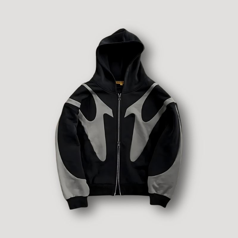 Bosco | Herenhoodie met rits en contrasterende panelen