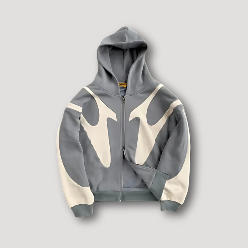Bosco | Herenhoodie met rits en contrasterende panelen