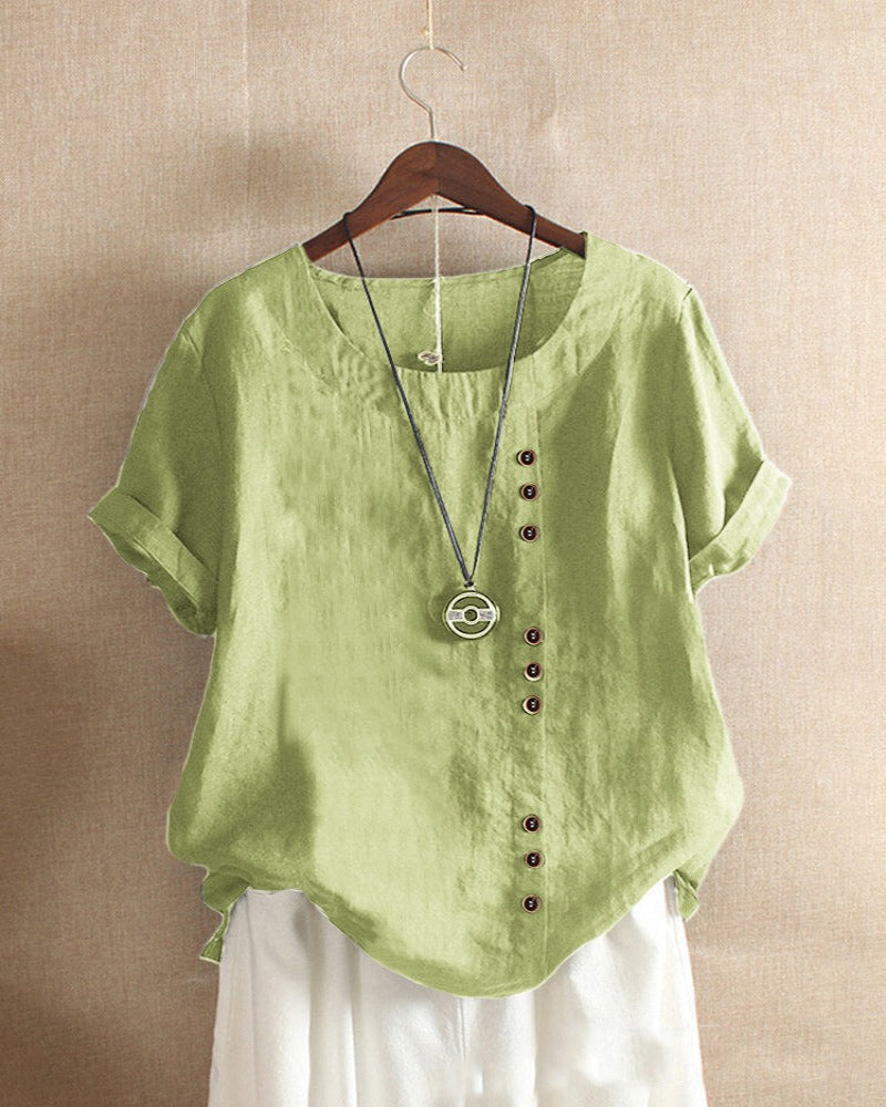 Casual korte mouw blouse met ronde hals