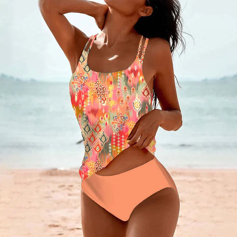 Therese | Tweedelige tankini van nylon-elastaanmix met brede bandjes