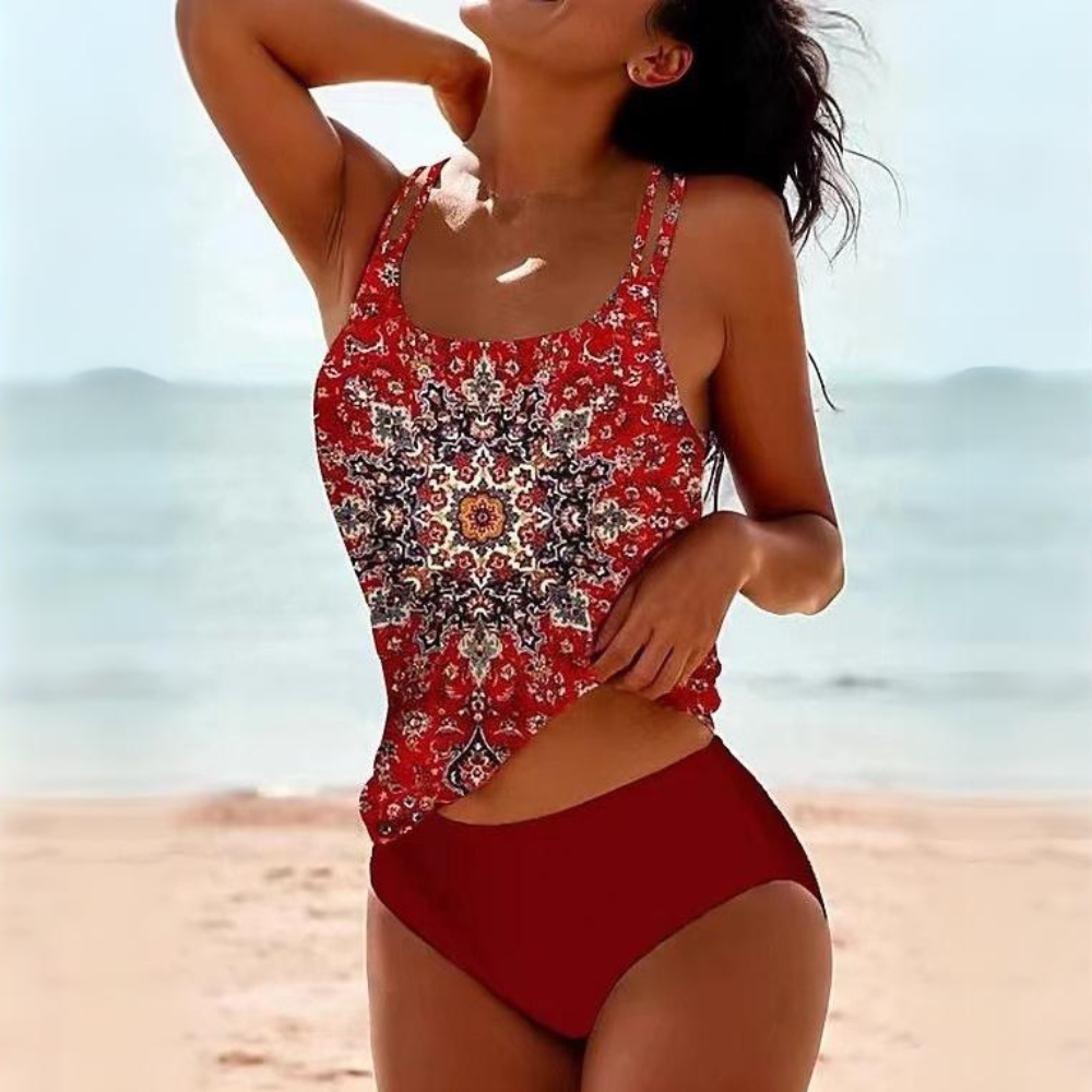 Therese | Tweedelige tankini van nylon-elastaanmix met brede bandjes