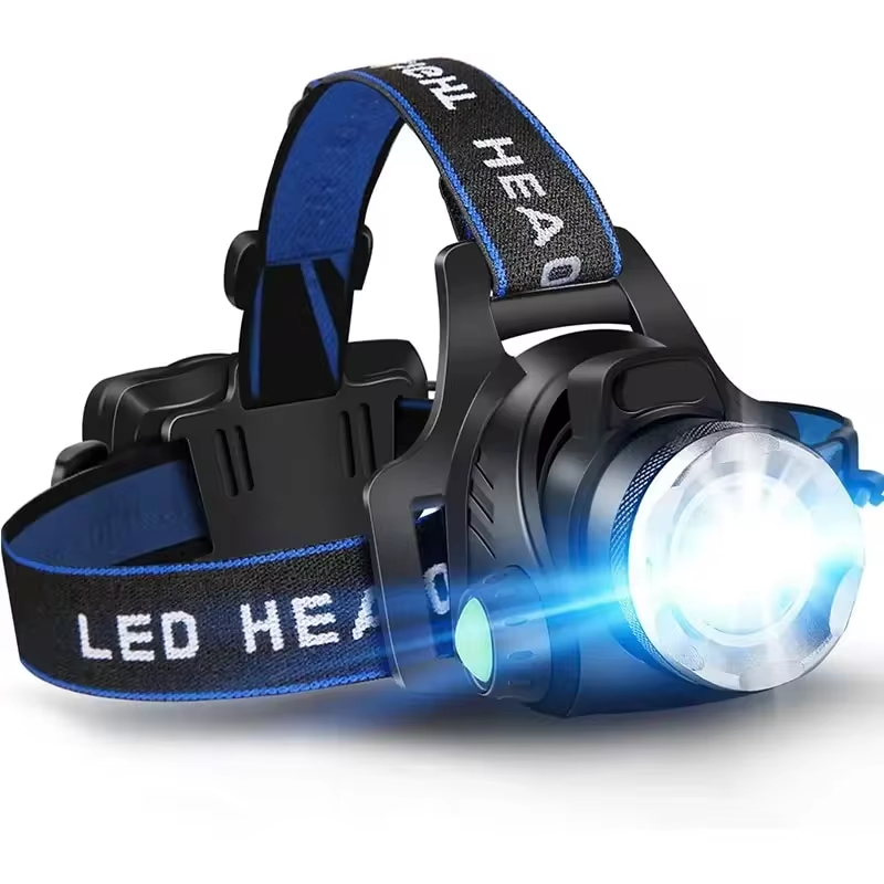 LED hoofdlamp met zoom & oplaadbare accu voor buitenactiviteiten