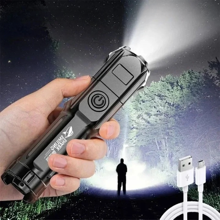Oplaadbare LED-campingzaklamp met zoom