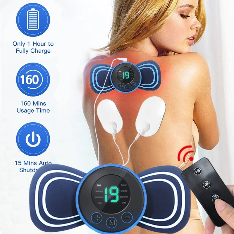 Draagbare elektrische mini nek massager met pad & afstandsbediening – intelligent