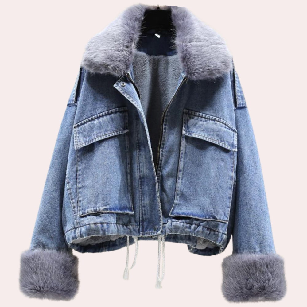 Warme denim winterjas voor dames