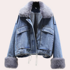 Warme denim winterjas voor dames