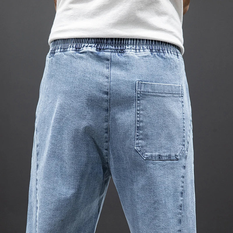 Bono | Denim herenjoggingbroek met trekkoord en enkelboorden