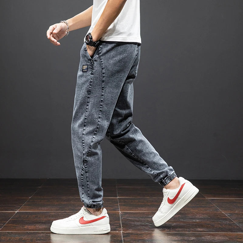 Bono | Denim herenjoggingbroek met trekkoord en enkelboorden