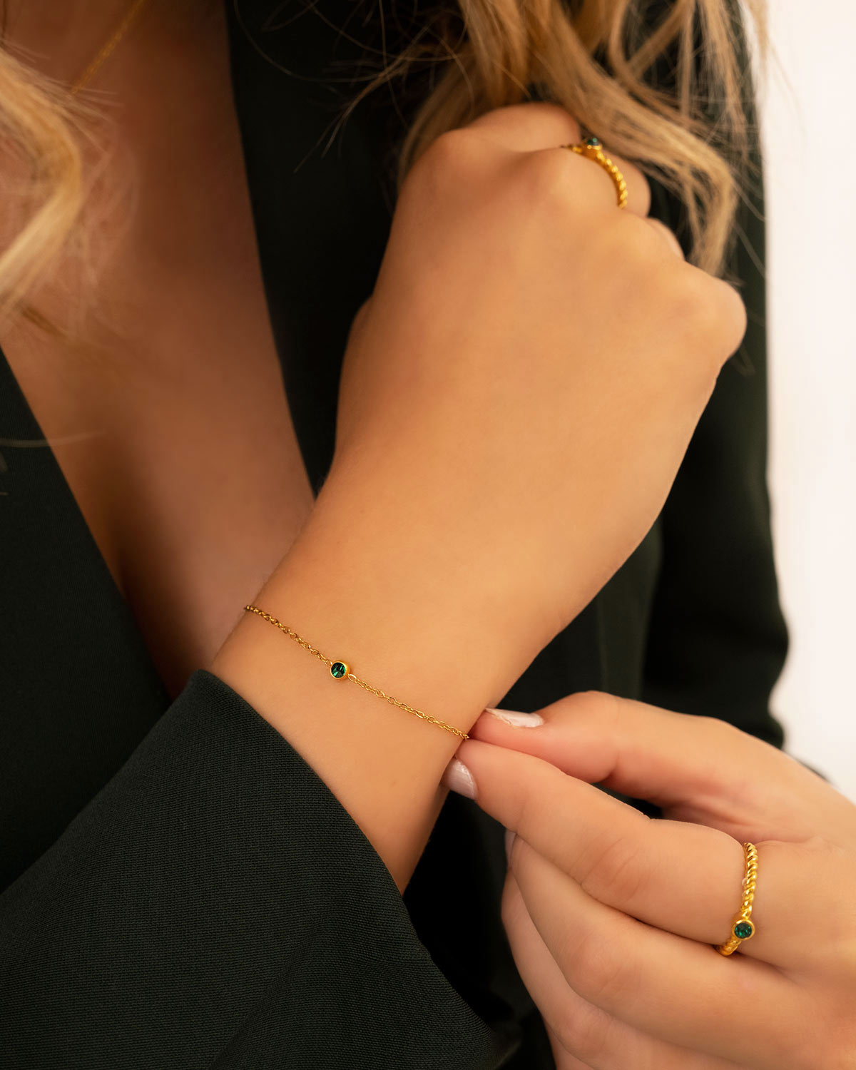 Ronde geboortesteenarmband met edelsteen