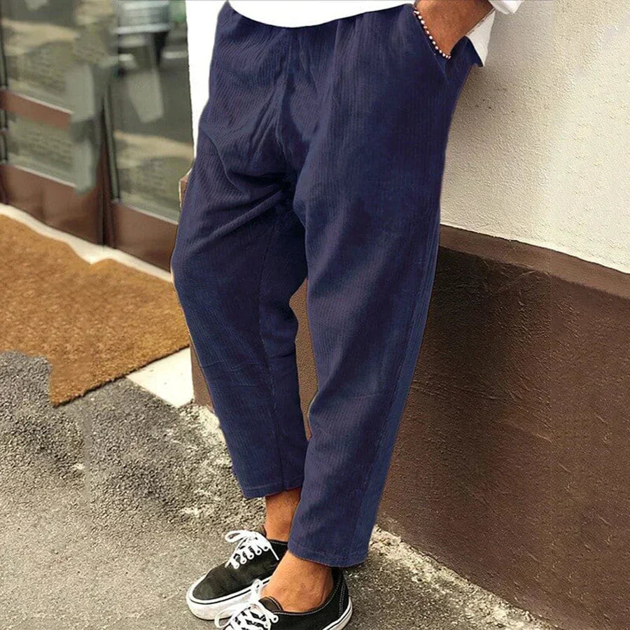 Alejandro | Enkellange herenbroek met elastische taille en trekkoord