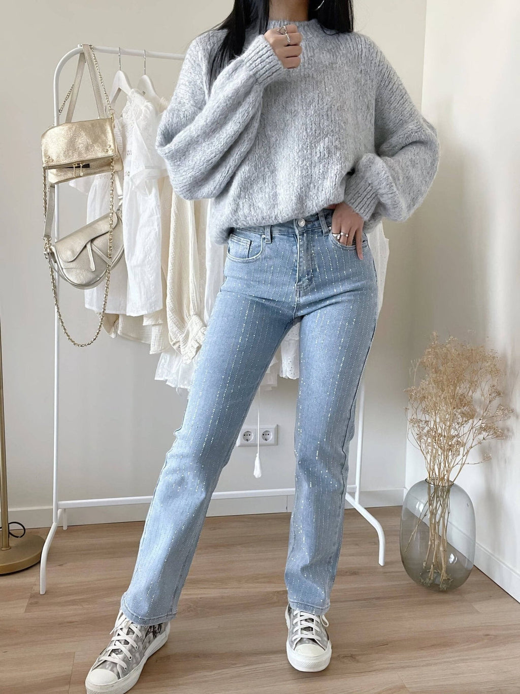 Dames glitter jeans voor een sprankelende look