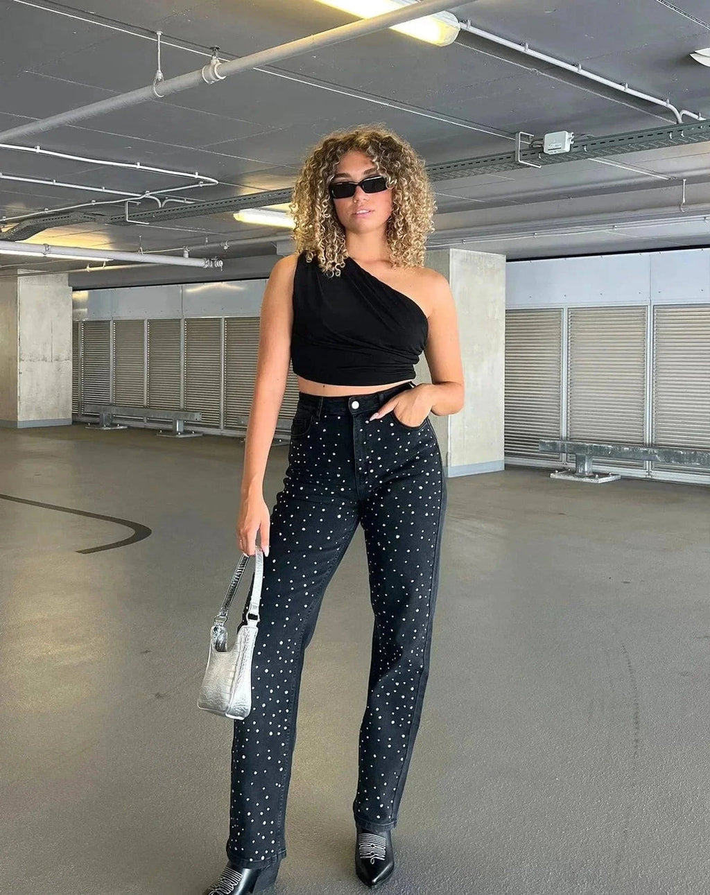 Dames glitter jeans voor een sprankelende look