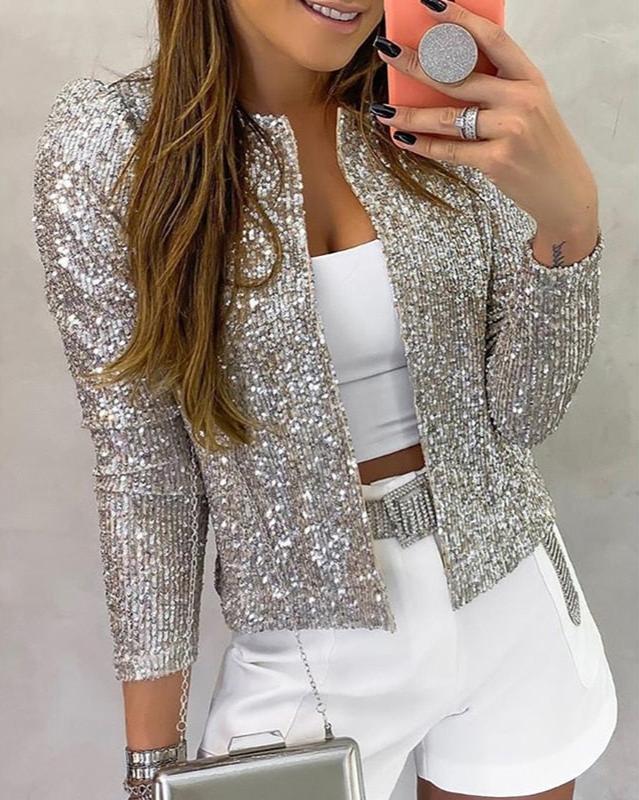 Livia | Open damesblazer met pailletten
