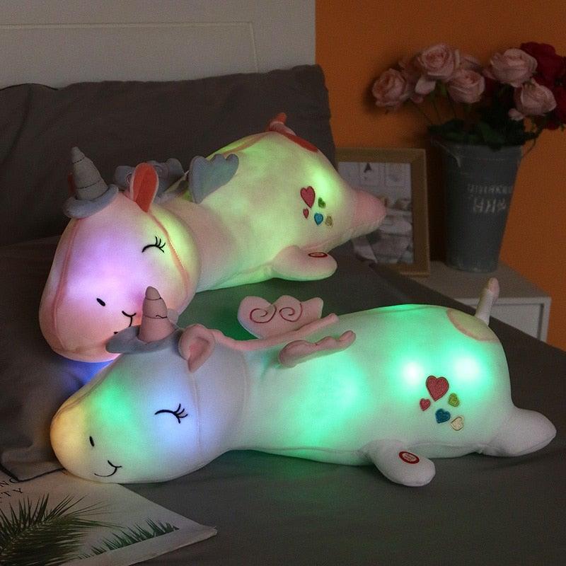 Stralend pluche eenhoorn met led-functie