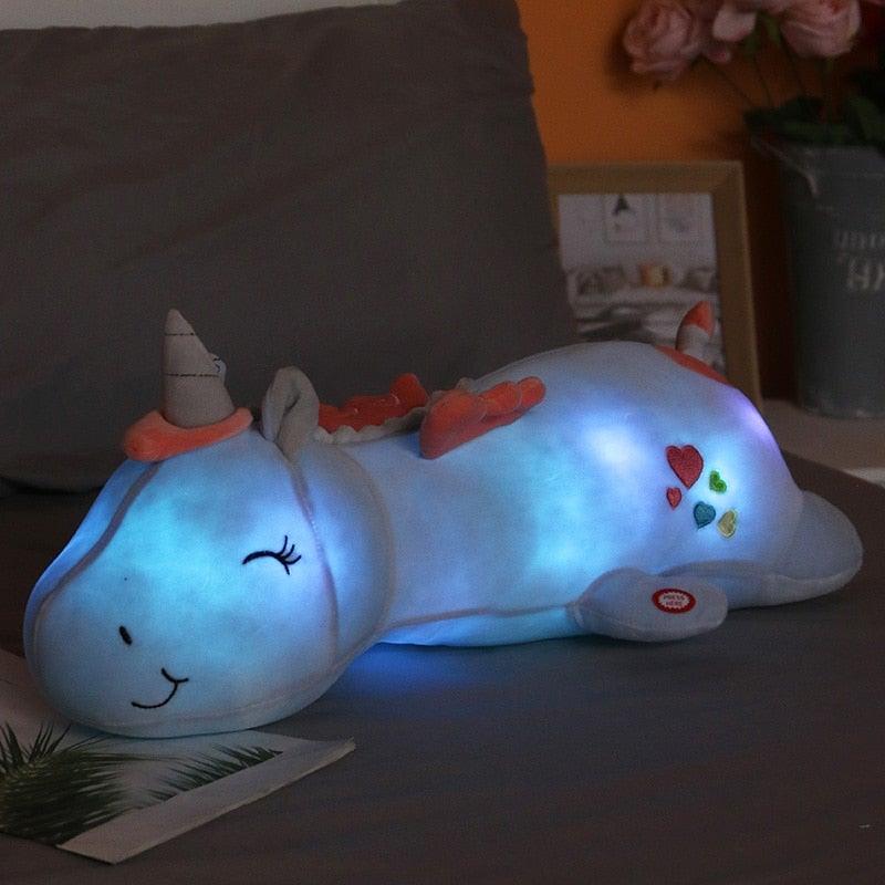 Stralend pluche eenhoorn met led-functie