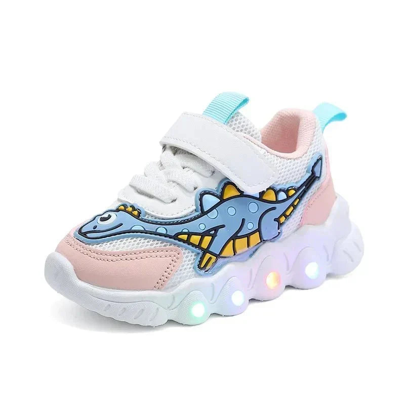 Lichtgevende dino-sneakers voor kinderen met klittenbandsluiting — afbeelding 1