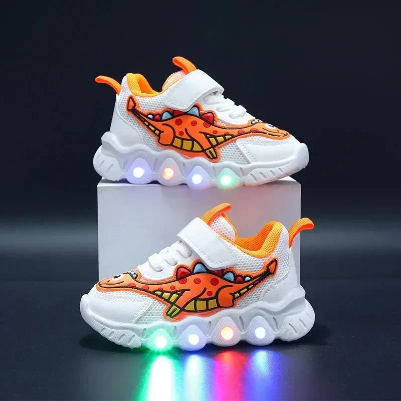 Lichtgevende dino-sneakers voor kinderen met klittenbandsluiting — afbeelding 4