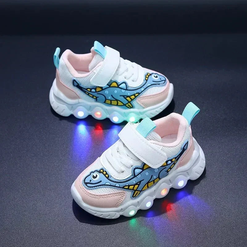 Lichtgevende dino-sneakers voor kinderen met klittenbandsluiting — afbeelding 3