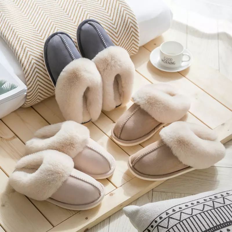 Faux suède damespantoffels