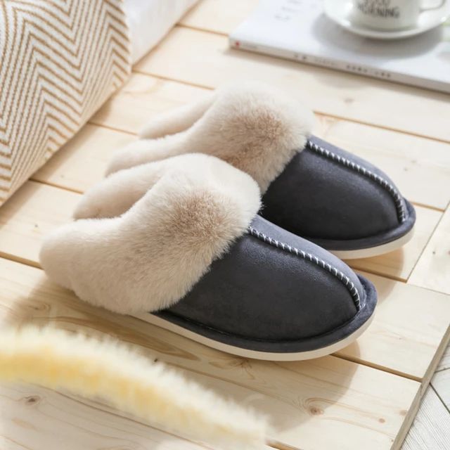 Faux suède damespantoffels