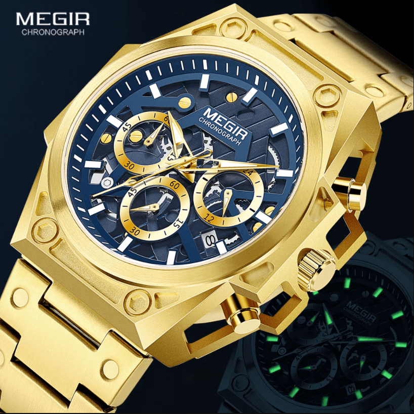 Skeleton-chronograafhorloge Megir