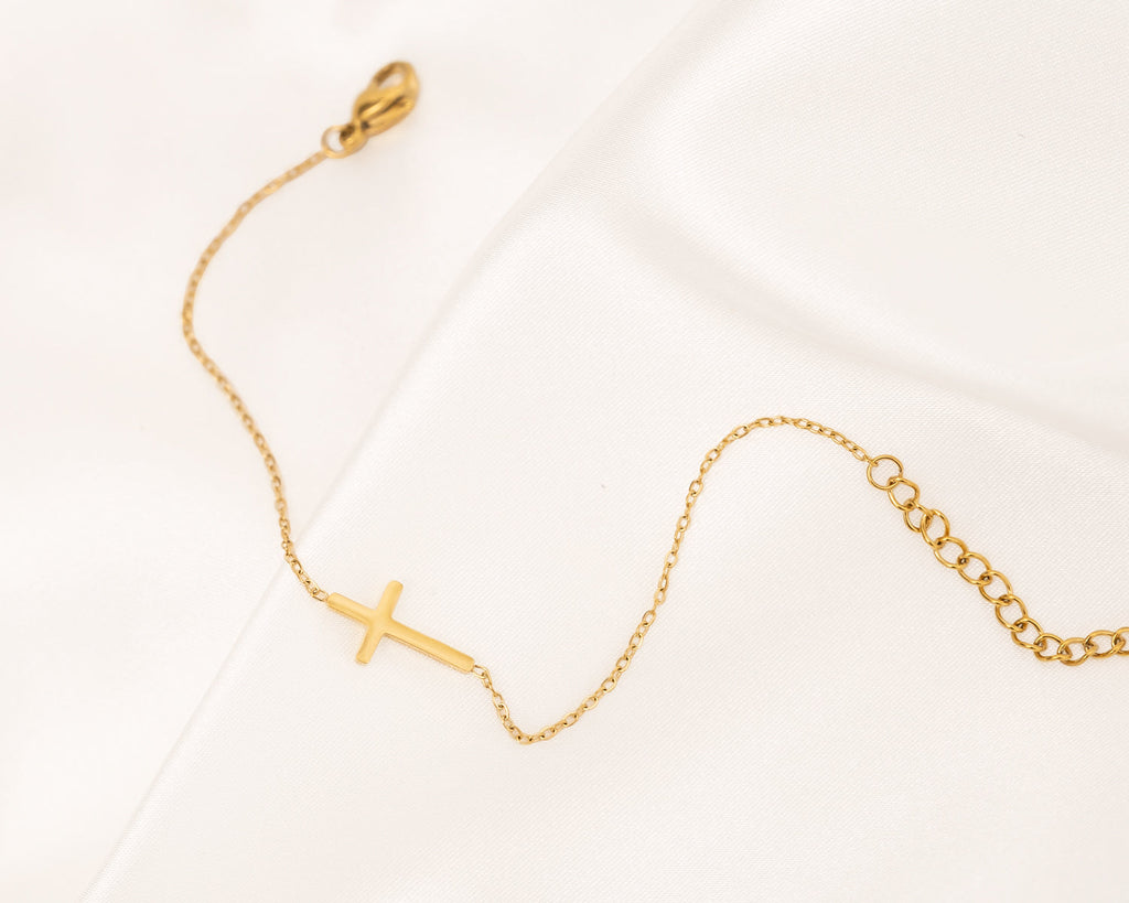 Kruisarmband in goud- en zilverkleur — afbeelding 7