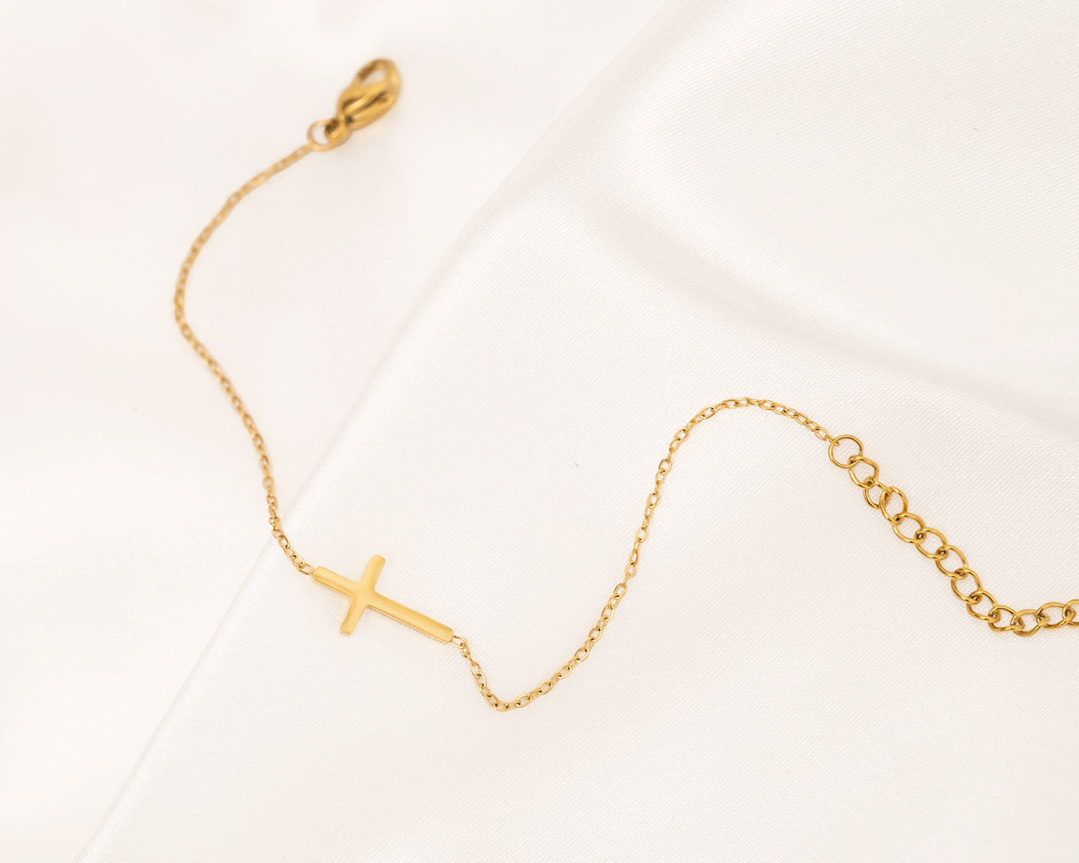 Kruisarmband in goud- en zilverkleur — afbeelding 7