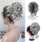 Klem met hairextension voor golvende knot