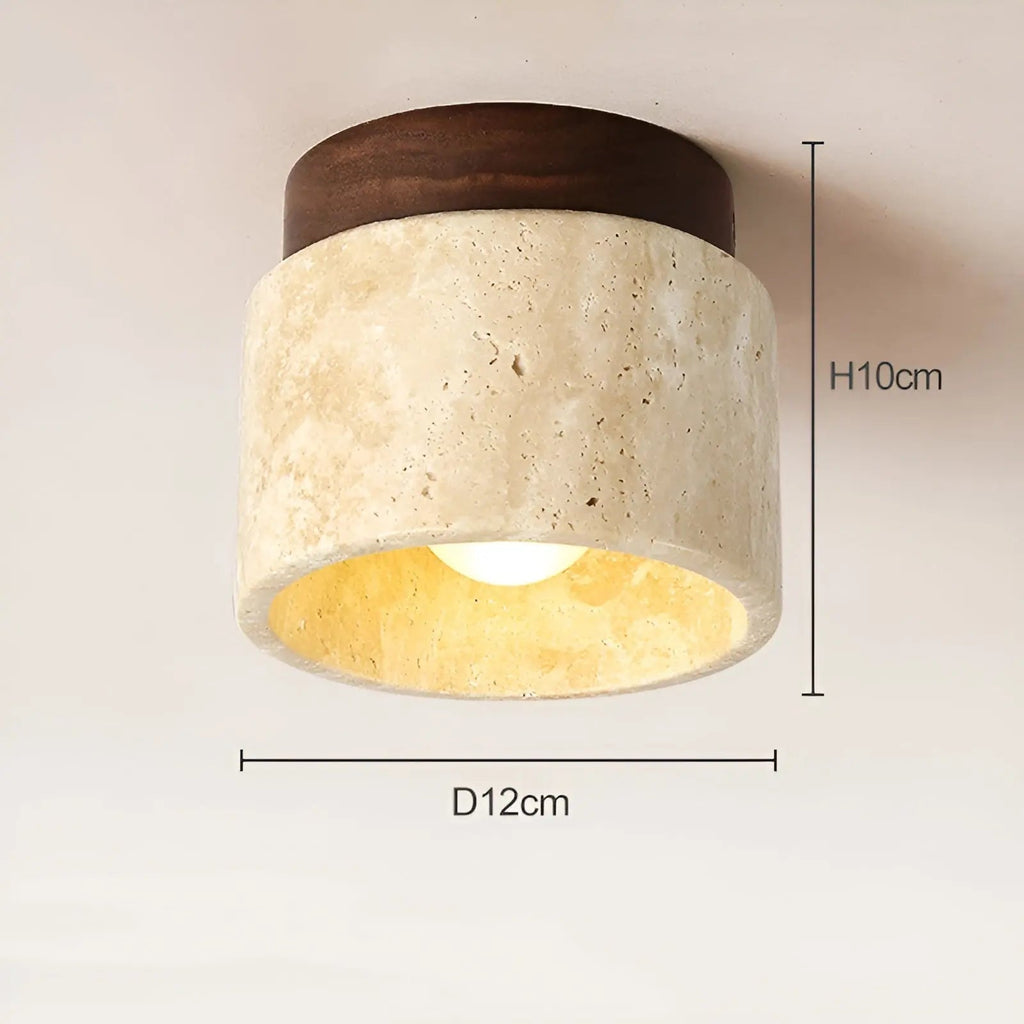 Rustieke travertijn plafondlamp