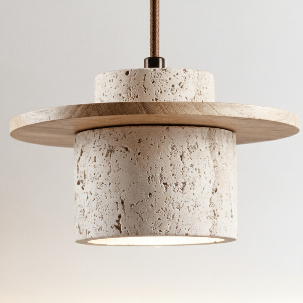 Hanglamp travertijn houtlook