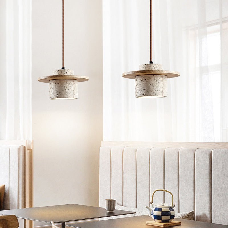 Hanglamp travertijn houtlook