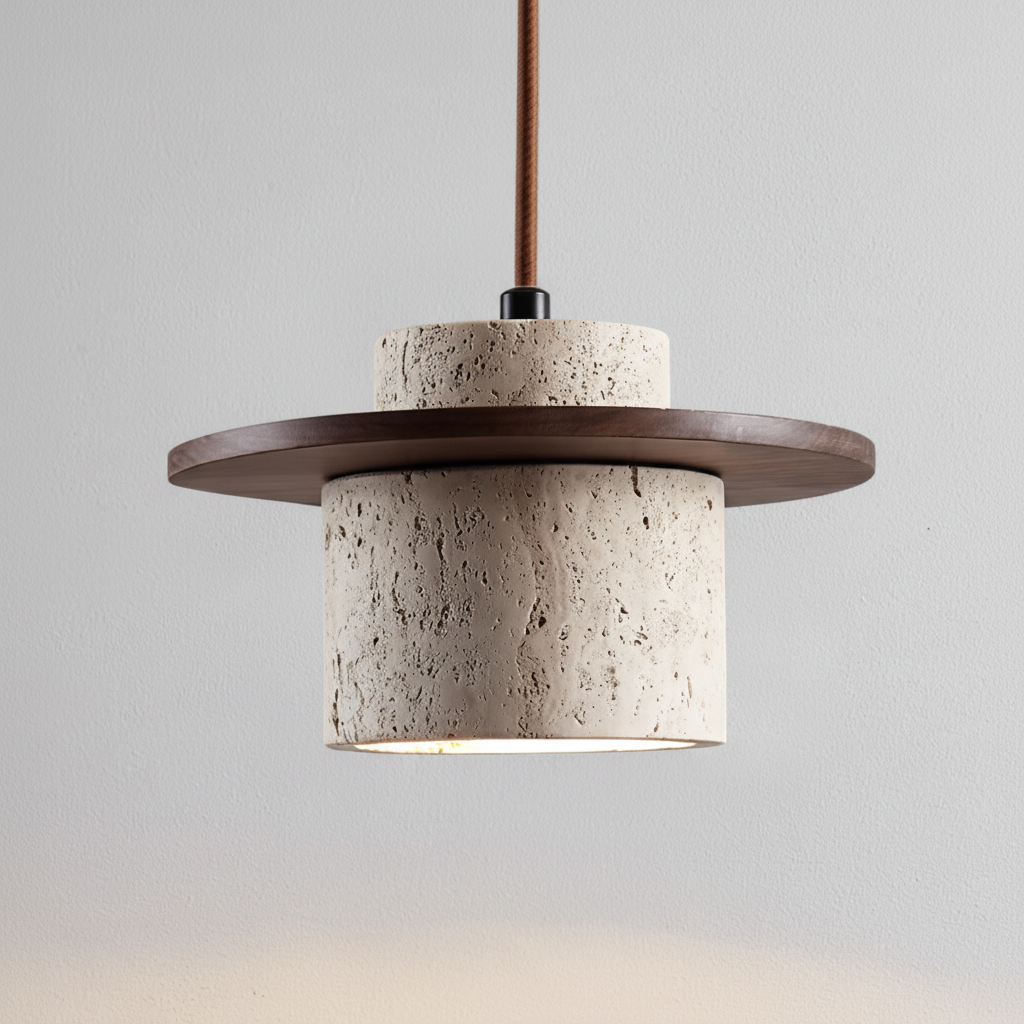 Hanglamp travertijn houtlook
