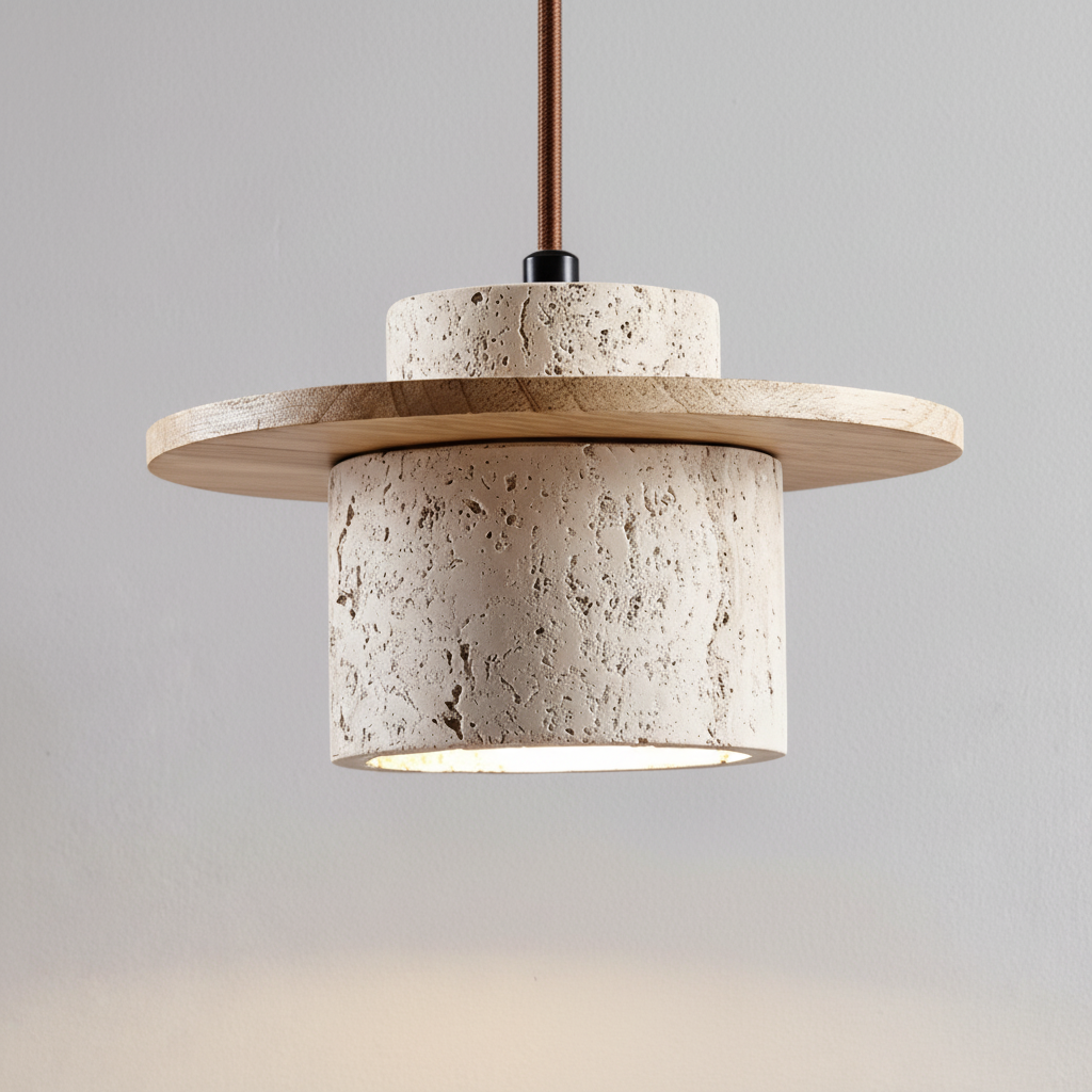 Hanglamp travertijn houtlook