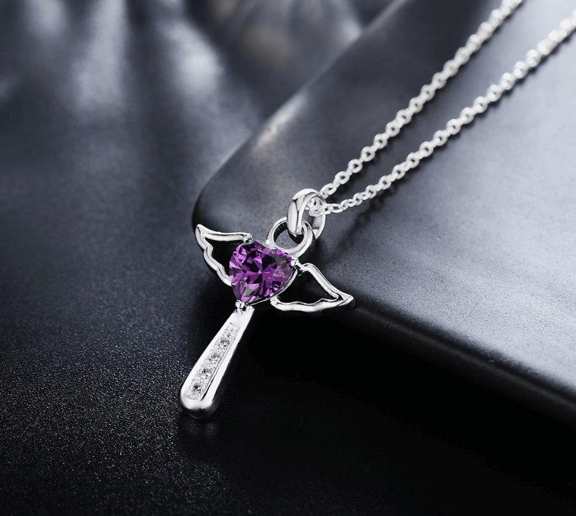 Engel vleugels kruis ketting – materiaal: 925 Sterling Zilver — afbeelding 4