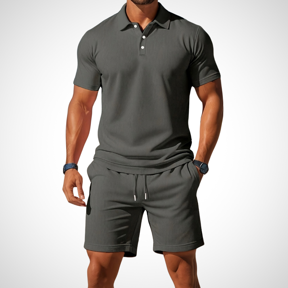 Casual polo- en shortset voor heren