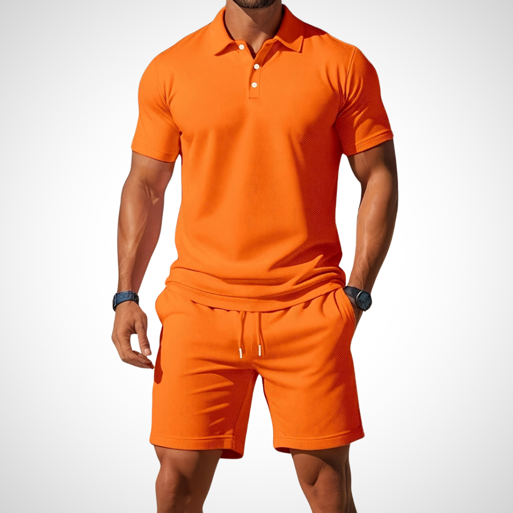 Casual polo- en shortset voor heren