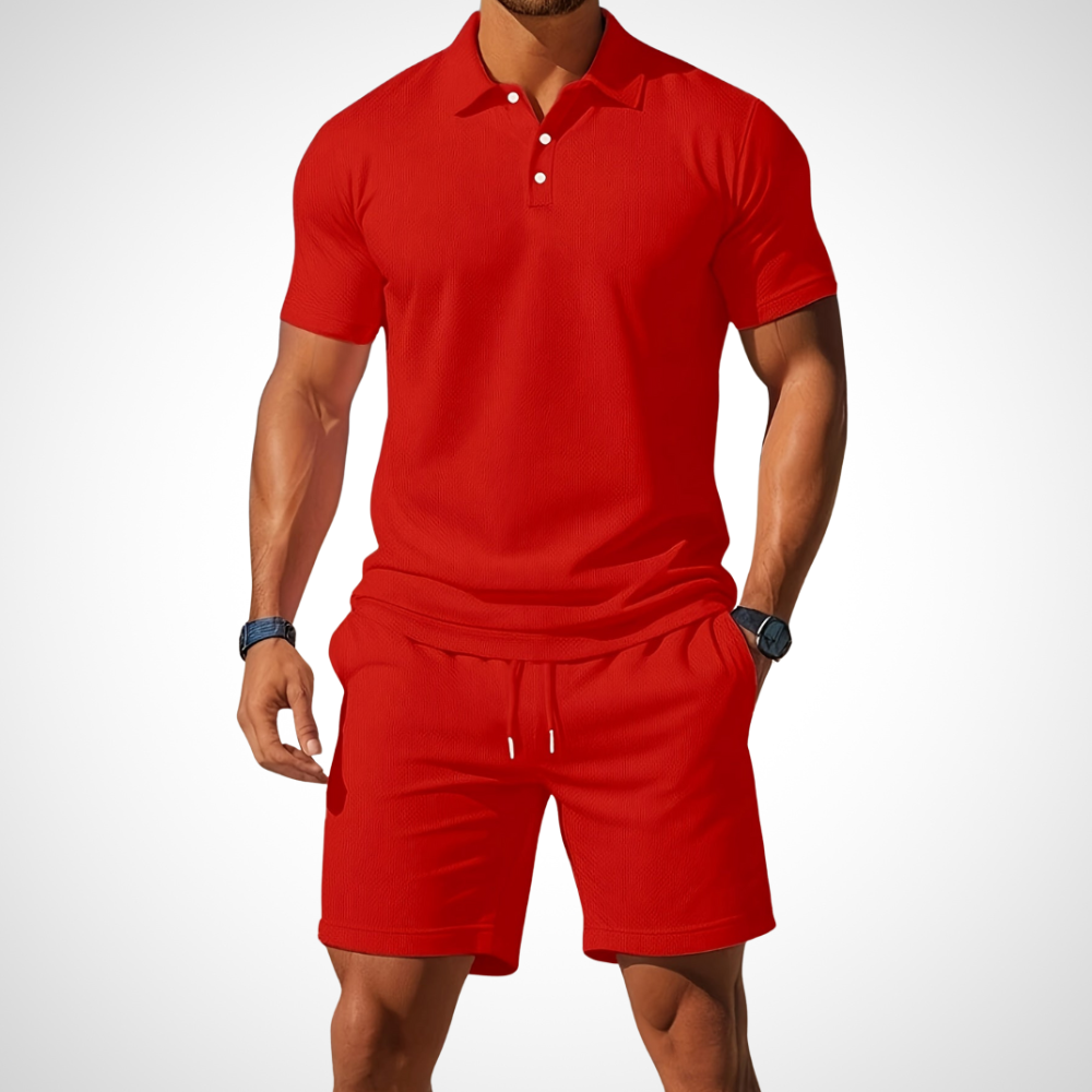 Casual polo- en shortset voor heren
