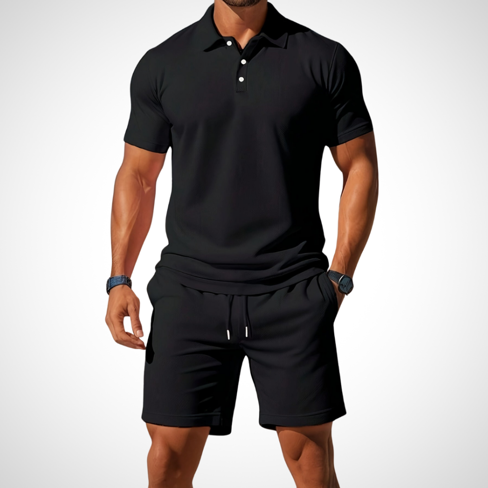 Casual polo- en shortset voor heren