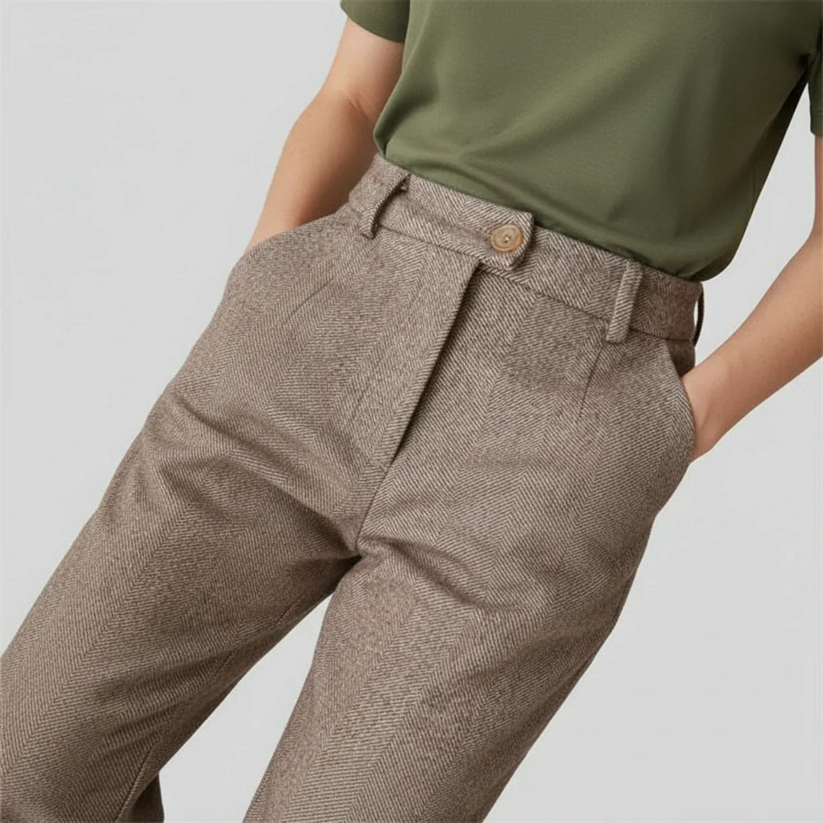 Alvin | Rechte herenpantalon met visgraatpatroon